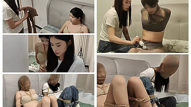 C4SGooning26 jasmine dancer rope bondage stockings bondage Stockings gag GOONING vibrator bondage orgasm control Lesbian underwear