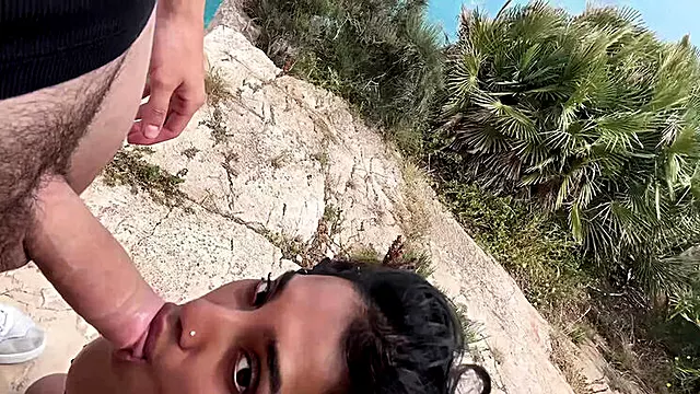Yasmina Khan Outdoor Cliff Sex - Big Tits Latina Wife Gets Cum on Ass by Husband