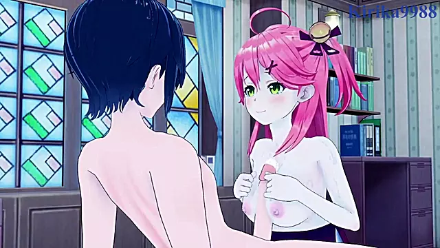 Sakura Miko and I have intense sex in the bedroom. - Hololive VTuber Hentai