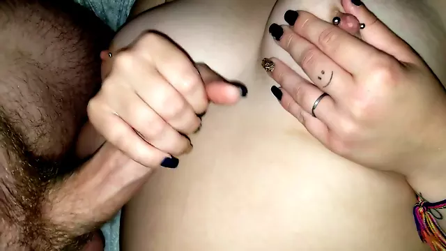 Cumming On Her Pierced Tits