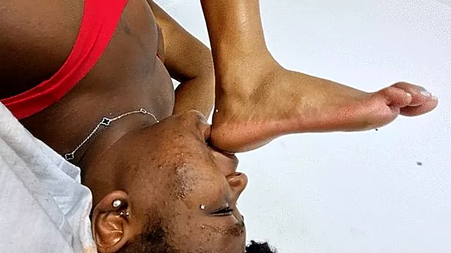 Ebony Pawg Destroying Slave's Mouth with Her Feet by Iza Candy and Nanda Cam Full HD CLIP 4