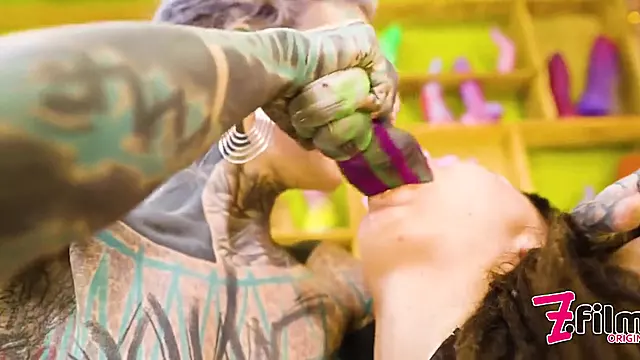 Tattooed Lesbians Fisting Until Squirting Orgasm - Pussy Fisting, Goth, Alt Punk
