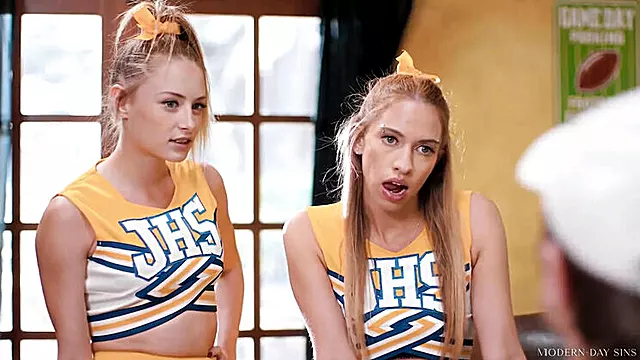 Slutty Cheerleaders Khloe Kapri & Kyler Quinn Butt Fucked Hard by Pervy Coach - Rough Threesome Sex