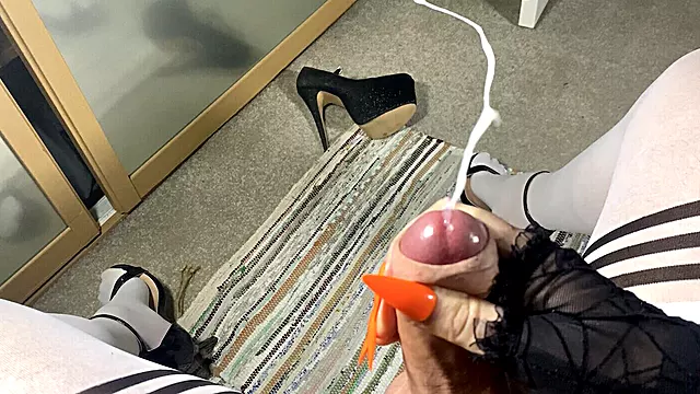 Huge Cumshot Stroking My Hard Clitty
