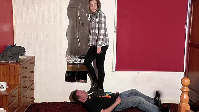 Sophie Trampling Jumping Stomping Her Slave In Boots (4K)