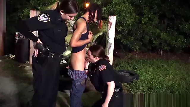 Femdom police sluts fuck black thug outdoor