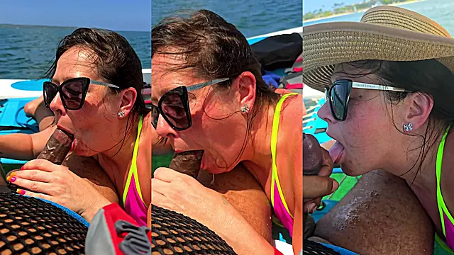 Big cock black pirate gets cock sucked on the high seas by a nasty white slut - clip