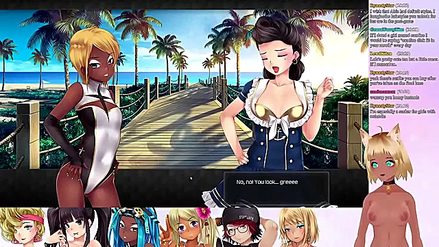 Lewd VTuber Neko s Anime Threesome in Lingerie During Live Game Stream