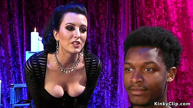 Brunette Dominates Black Slave