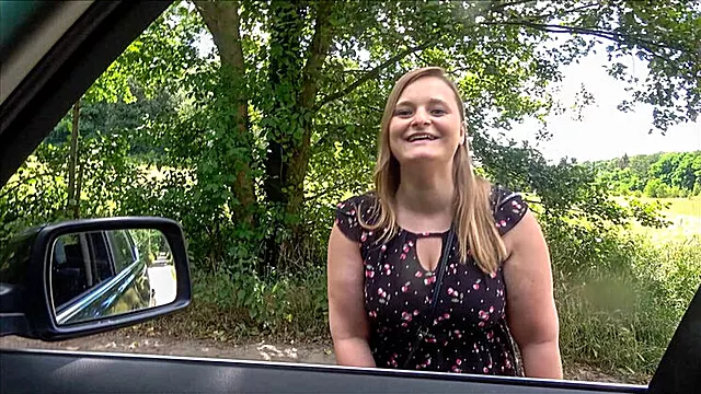 German Blonde Teen Lina Mila Gets Creampie in Car After Sloppy POV Blowjob