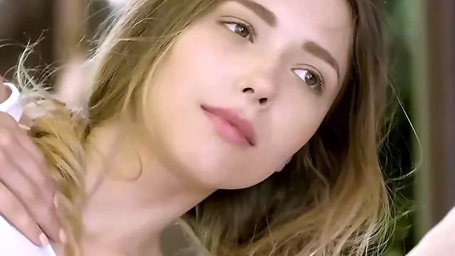 Big tits teen Mila Azul showing perfect shaved pussy during hot posing