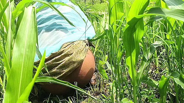 Sister-in-law Showed Her Pussy in the Fields and Fingered Her Pussy