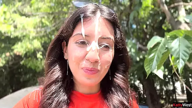 Katty West Gets Wild Outdoor Blowjob with Stranger and Cum Covered Facial in Bushes