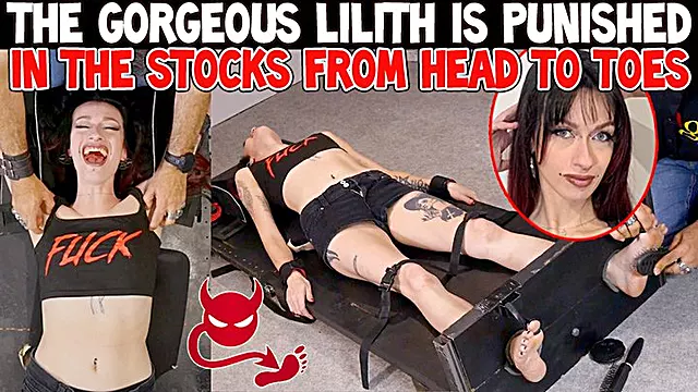 THE GORGEOUS LILITH IS PUNISHED IN THE STOCKS FROM HEAD TO TOES - FULL HD MP4