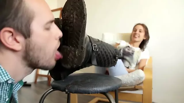Debra gets her Boots licked