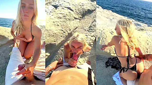 Amateri Blondýna, Amaterky Public, Pláž, Blondyna V Plavkach, Public, V Přirodě, Tvrdě Ošukaná