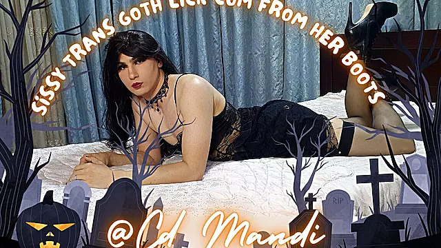 Sissy Trans Goth Lick Cum From Her Boots