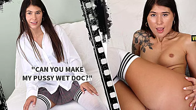 Doc Teaches Petite Brunette How to Cum