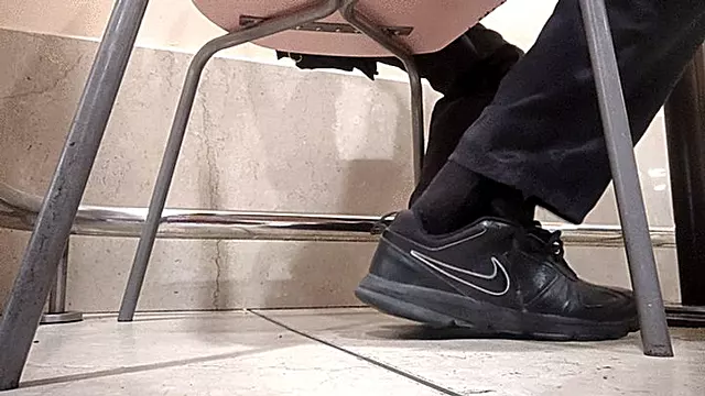 Taking off my shoes and socks at the restaurant