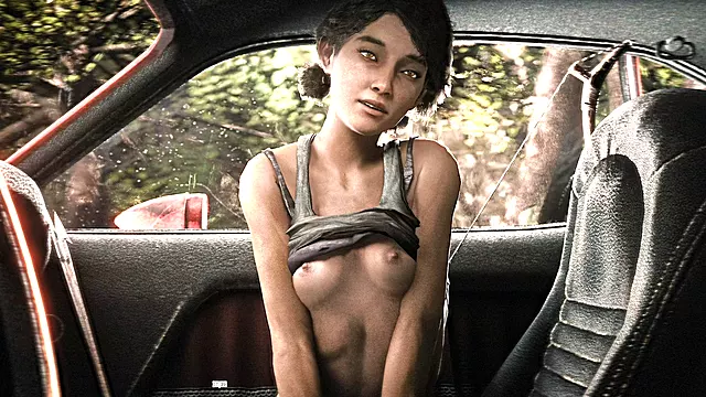 [3D] Small Boobs Skinny Girl Rougly Fucked in Car