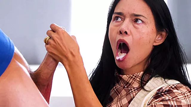 Brunette Dana Vespoli gets cum in mouth after being fucked