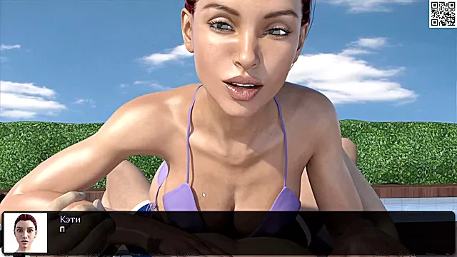 Busty gym girl enjoys a foot massage by the pool