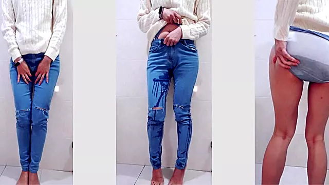 Can't hold my Pee anymore & Wet my Jeans and wet my pussy