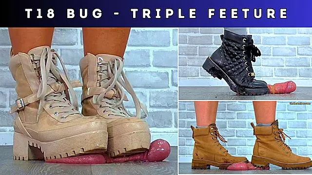 Triple Feeture - Ballbusting Boots Vol 1, 2 & 3: Cum Under The Rough Soles Of My Desert Boots, Kurt Geiger Boots and Timberland Boots - Bug Cam (T18)
