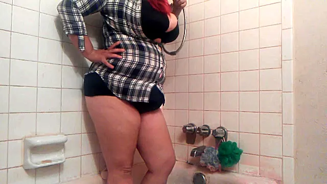 Chugging From Shower Hose- Giant Belly Inflation in Button Down Shirt