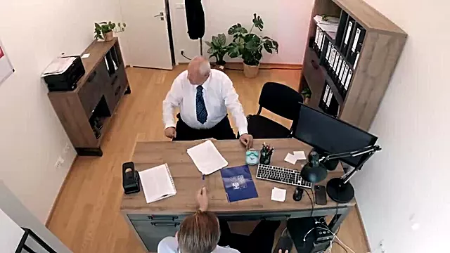 Loan officer is going to cuck an old guy in a twisted scene