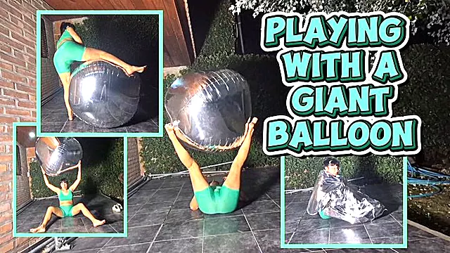 Playing and popping giant silver balloons in HD 1080P