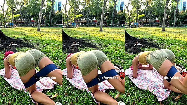 Tight leggings workout in the grass