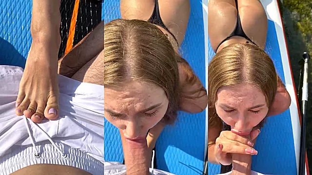 Real meeting at the lake, people saw us cum on our face