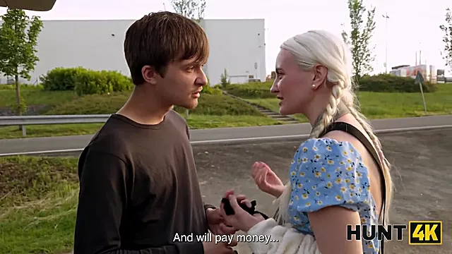 HUNT4K. Blonde babe was so sad so Hunter offered her fun and she loved to ride his big dick