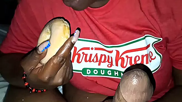 Ebony babe takes a huge BBC deep in her throat and swallows every drop