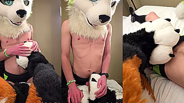 Furry PawJob DexxxDaCat purrs and cums on AngryBark's soft paws