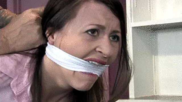 dv2511SERENE-Secretary tied helpless behind the counter and gagged tight