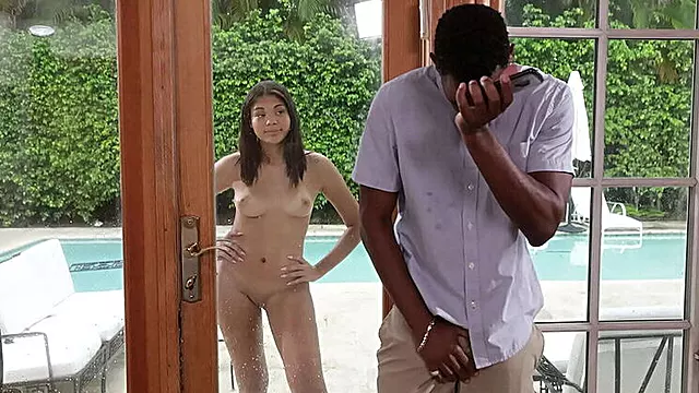 Stepdad Spies on Hot Black Teen Masturbating Poolside