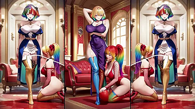 Hot anime girl gets her cum-soaked boots licked clean.