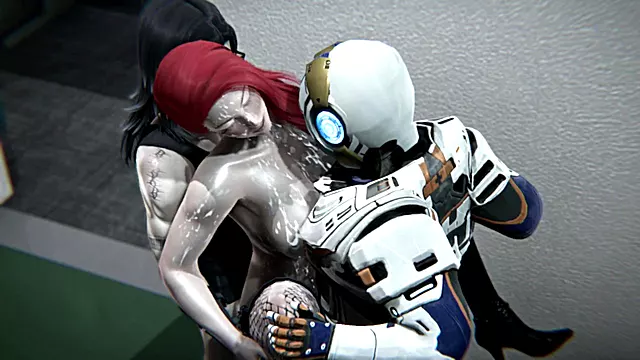 Cyberpunk MMF Threesome Doggystyle Fingering Missionary Orgasm Cumshot