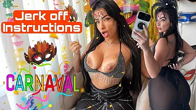 Sexy Brazilian Brunette Dirty Talking a Hot Joi Jerk off Instructions Carnava...