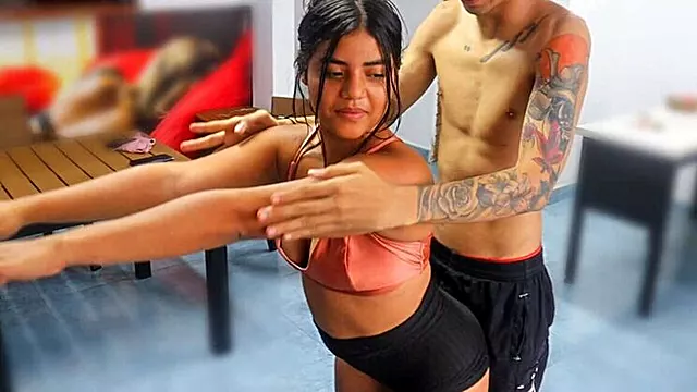 Hot Indian Stepsister NatalyGirl Needs Help Exercising - Stepbrother Jamesxd1010 Fucks Her Hard