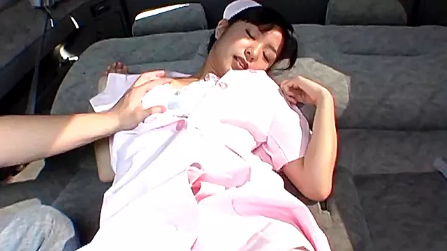 Seductive Japanese Nurse Sucks His Dick Before Steamy Car Sex Action