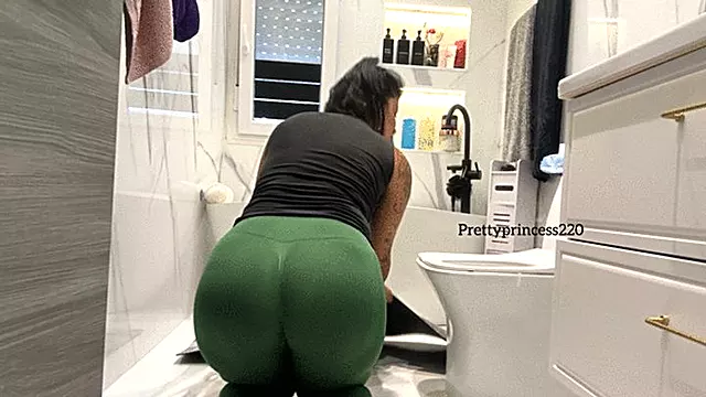 Dirty girl clean bathroom