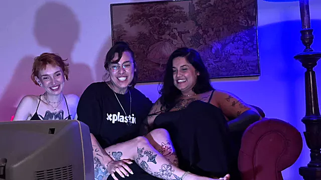 Chubby, Redhead and Hairy Brunette Play with Their Dildos