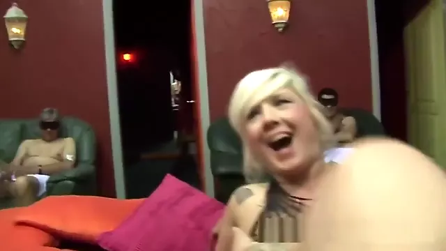 Younger blonde cum targets for old men