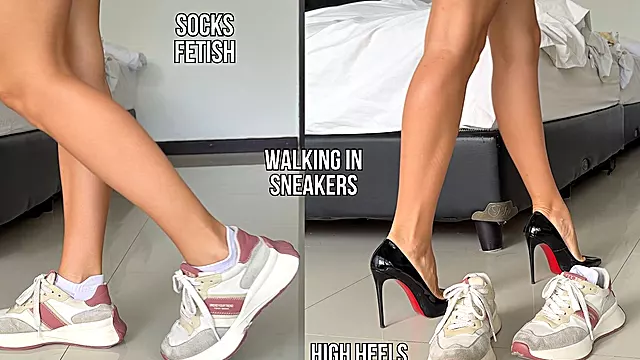 Walking in Sneakers and High Heels