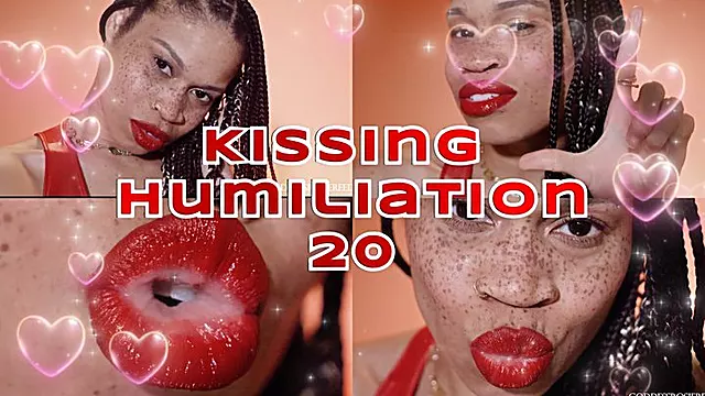 Kissing Humiliation 20- Ebony Femdom Goddess Rosie Reed Red Lipstick Valentine's Day Humiliation- standard definition