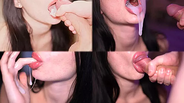Hot Russian Brunette Tori Diamond Swallows Cum - Blowjob & Cumshot Compilation