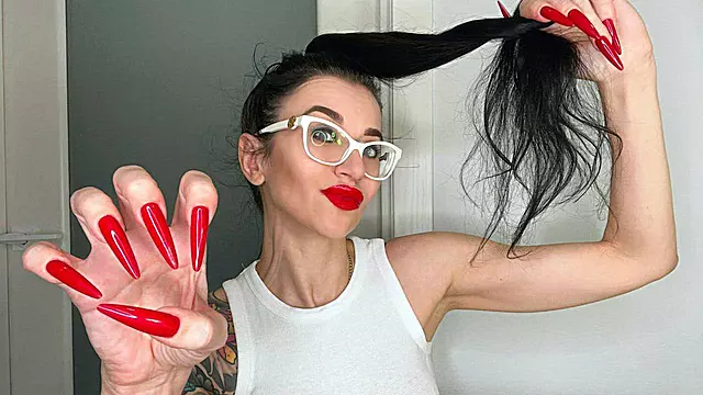 Red Long Nails and Red Lips